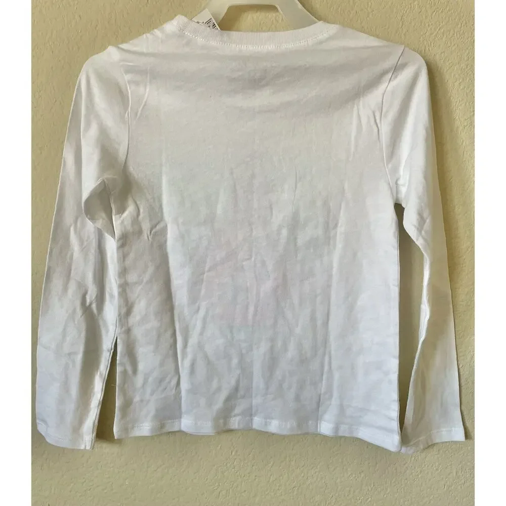 Lot Of 2 White Glitter Holiday Snowflakes Frenchie Long Sleeve Top Size S 5/6